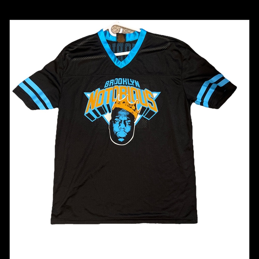 Black and Blue Jersey with Varsity Stripes